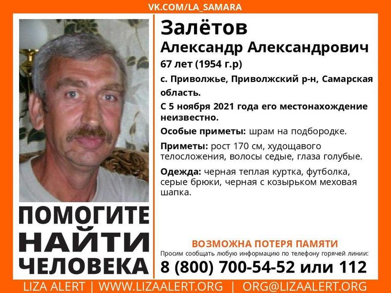 Недалеко от Сызрани пропал беспомощный пенсионер со шрамом на лице