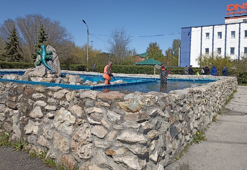 «Ящерка» уже в воде - в Сызрани готов к работе один из популярных городских фонтанов